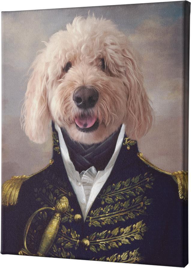 Offizier Hundepotrrait Katzenportrait Haustierportrait auf Leinwand Prinz Wau